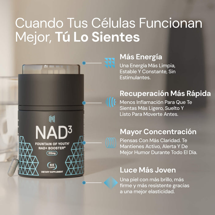 NAD3® 30 • Un suplemento dietético totalmente natural NAD+ Booster® (suministro para 15 días)