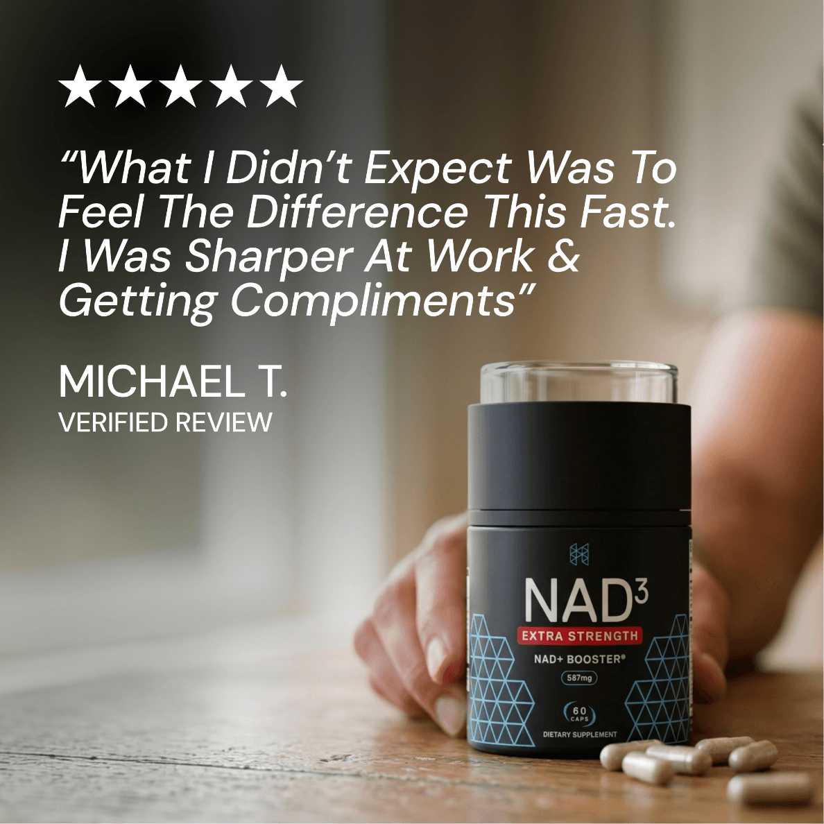NAD3 Extra Strength supplement facts card